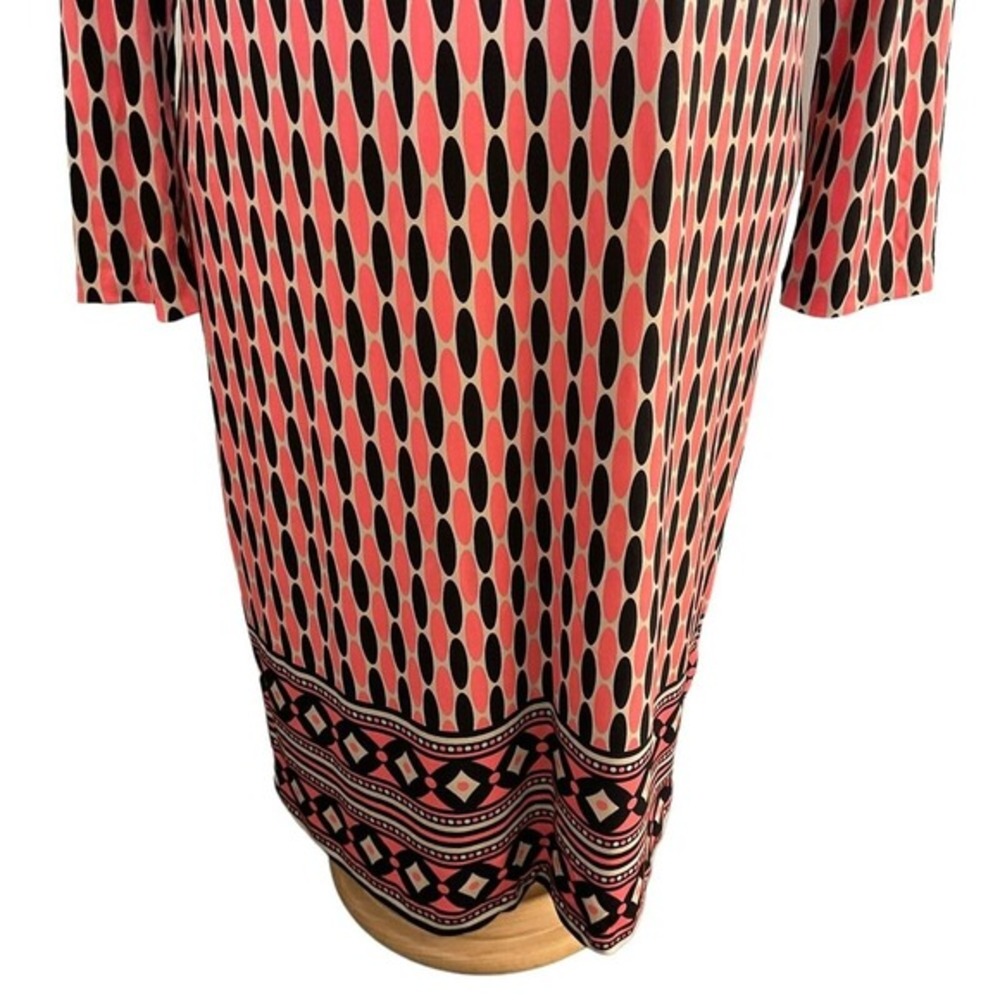 Michael Kors Coral Black‎ Geometric Sheath Dress Large 3/4 Sleeve Office - Picture 6 of 14